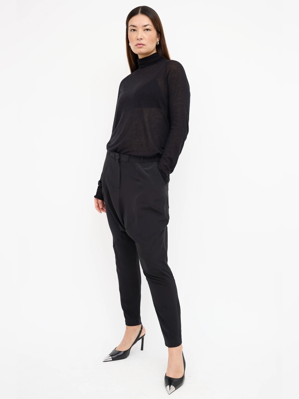 Black Women's Tapered Draped Pants - Brand Unknown
